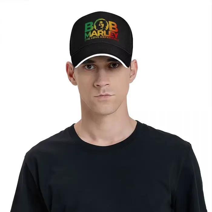 Casquette de baseball noire BOB MARLEY ONE LOVE EXPERIENCE RASTA REGGAE MUSIC avec un design emblématique et des couleurs vibrantes