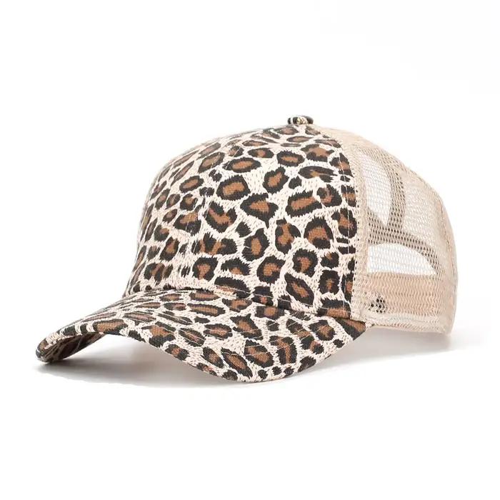 Nouvelle casquette de baseball européenne à imprimé léopard pour queue de cheval haute - Chapeau de soleil camouflage