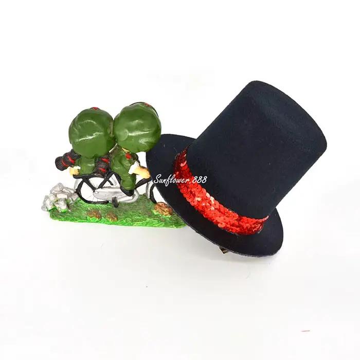 Mini chapeau haut de forme à paillettes rouges pour femmes et filles