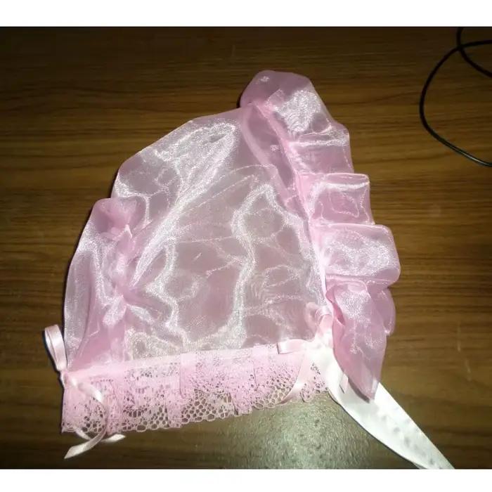 Bonnet en satin rose foncé mignon pour adultes ABDL