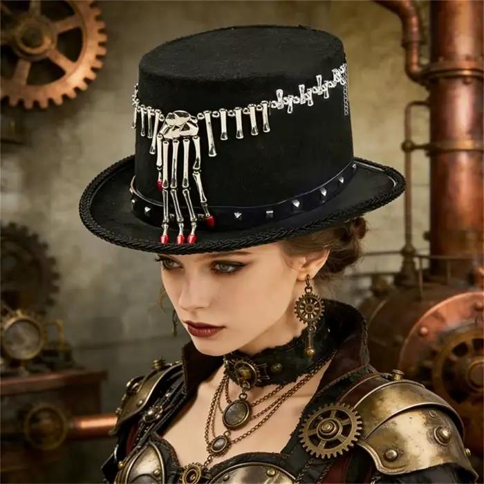 Chapeau Costume gothique élégant 39BB, marron, gris, pour événement Cosplay