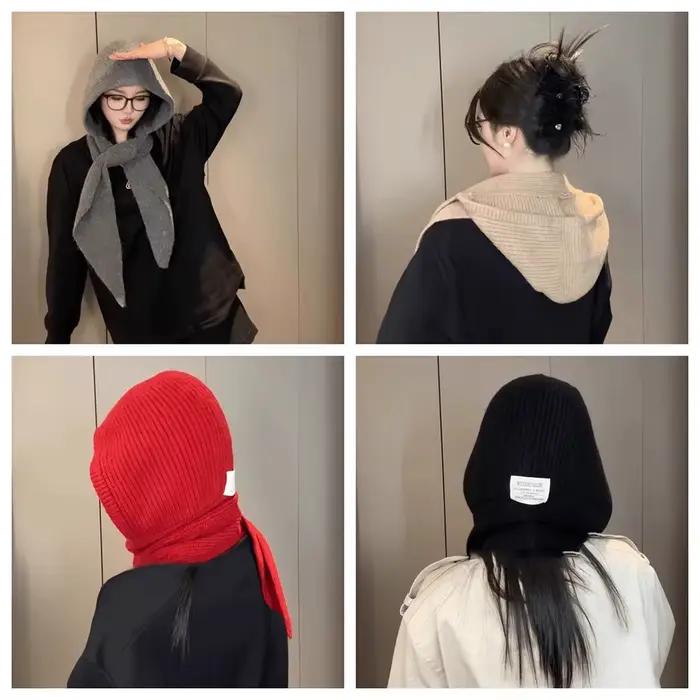 Cagoule Coréenne pour Femmes, Style Actif, Polyester, Conception Intégrée, Protection du Cou, Accessoires d'Hiver, Occasions Spéciales