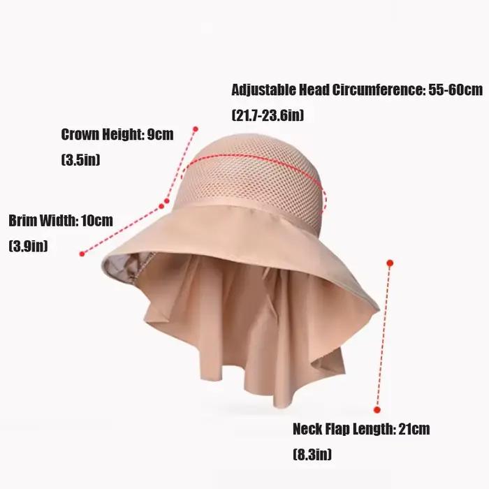 Chapeau de soleil anti-UV pour femme avec protection du cou