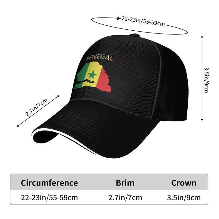 Casquette de baseball rétro imprimée avec drapeau du Sénégal, protection solaire, ajustement réglable pour homme et femme, couleurs variées, adapté aux sports extérieurs