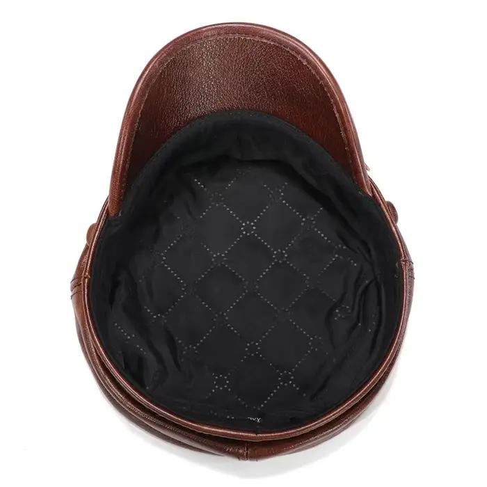 Casquettes militaires en cuir véritable pour hommes et femmes