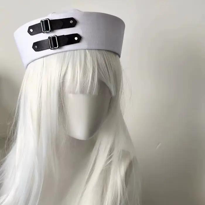 Chapeau de marin noir en cuir avec boucle