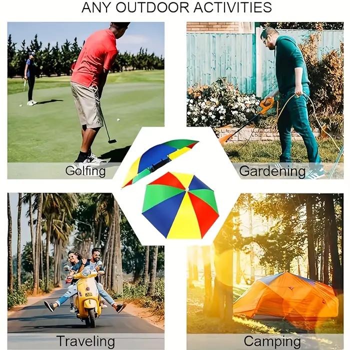 Chapeau parapluie mains libres protection uv bandana confortable camping pêche jardinage randonnée activités plein air
