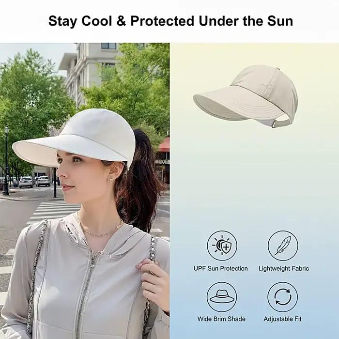 Chapeau de soleil à large bord protection UV réglable respirant anti-UV casquette à visière pour homme femme printemps été extérieur activités de plein air aventures plage