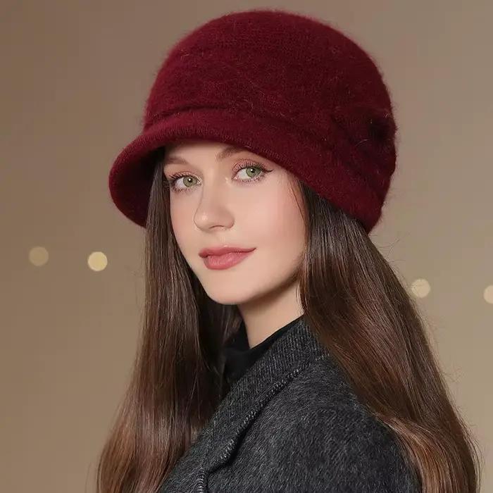 Casquette UP POSITIVE Femme Doublée Fourrure Tricotée Florale Occasions Décontractées Hiver
