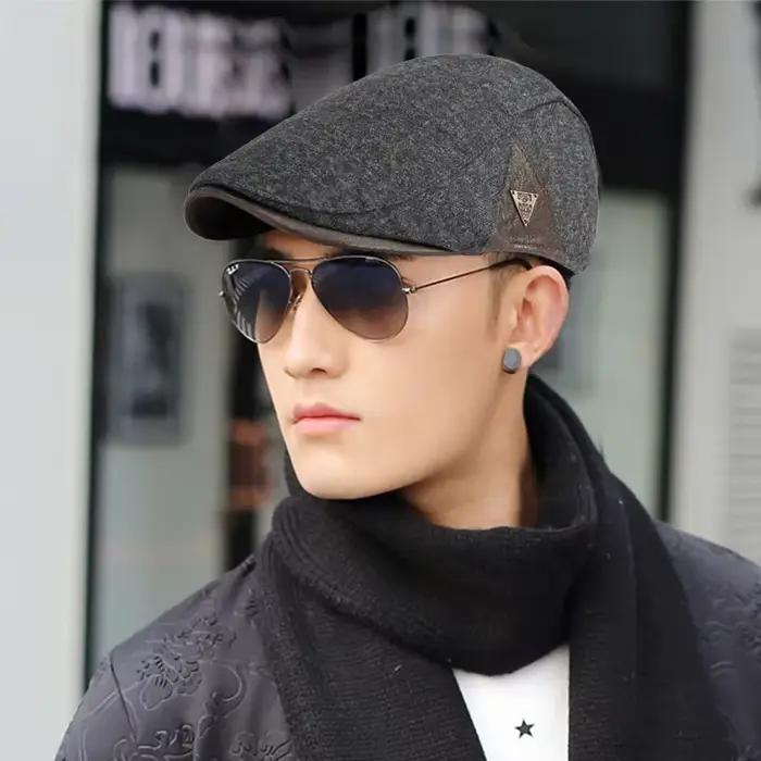 Automne hiver hommes castor chapeau anglais rétro épaissi chaud bec de canard casquette artistique jeunesse avant