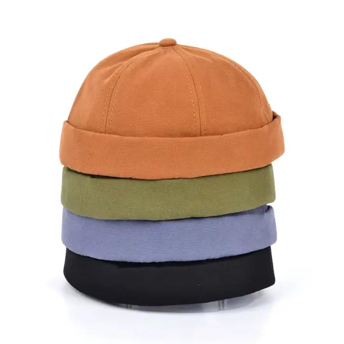Bocca Vintage Docker casquette sans bords chapeau Skullcap rétro coton réglable couleur unie été automne printemps Hip Hop mode