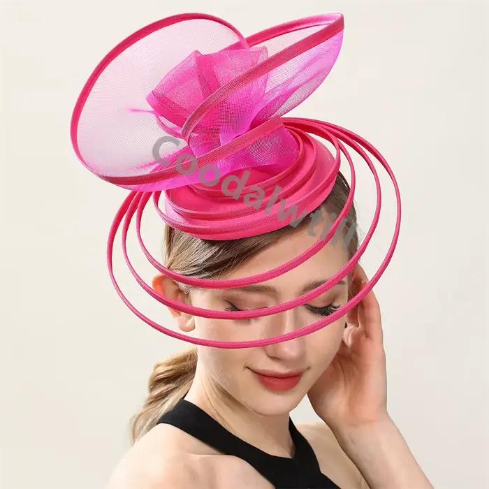 Élégant église fête Fascinator chapeau bandeau femmes dames Derby mariage casque maille chapellerie casquette pince à cheveux Royal Ascot chapeaux
