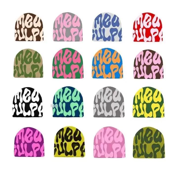 Mea Culpas bonnets chapeaux pour femmes hommes automne hiver mode imprimé laine acrylique tricoté casquettes Bonnet Kpop élastique Skullies chapeau