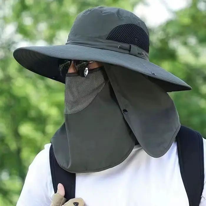 Chapeau de soleil pour homme avec masque intégré pour le cou et le visage