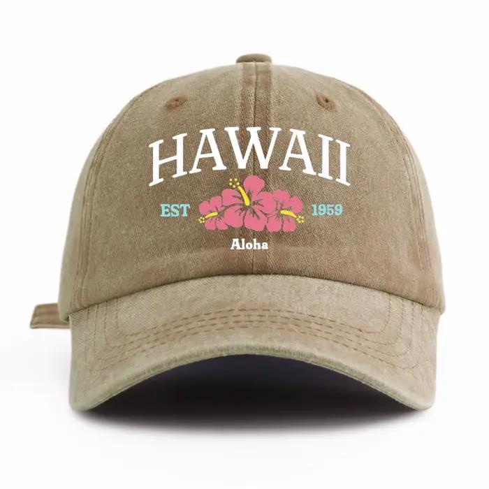 Casquette de Baseball délavée imprimée HAWAII pour adultes