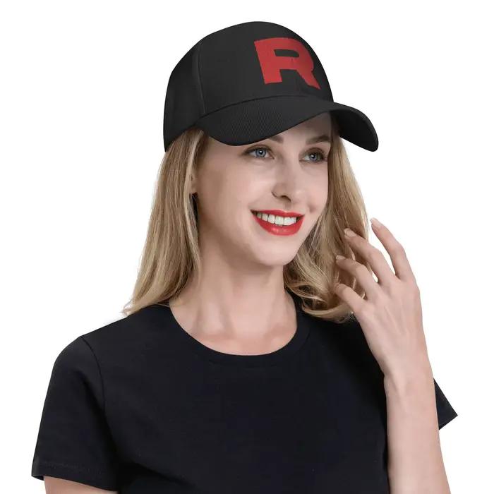 Casquette de baseball avec logo Team Rocket lettre R POKEMONED pour hommes et femmes