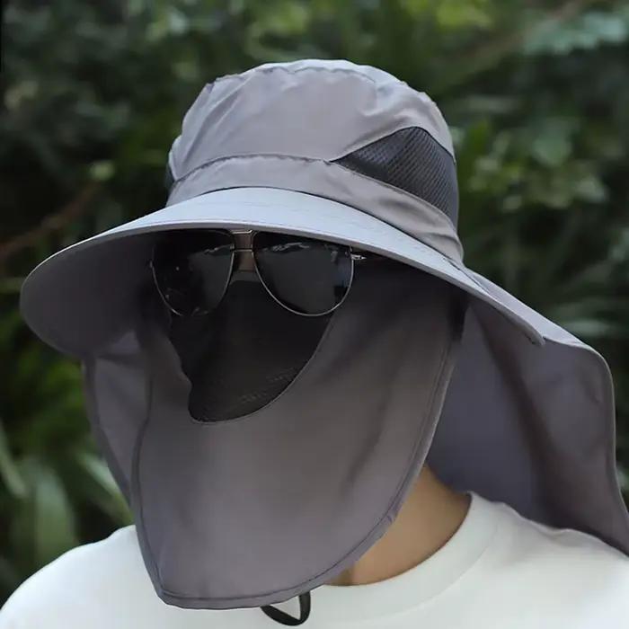 Chapeau de soleil de protection UV pour hommes, polyester respirant, visière large, chapeau de randonnée et de pêche, idéal pour printemps et été