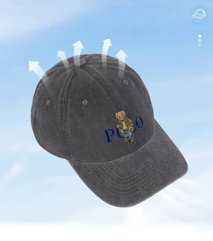 Casquette de baseball en coton lavé brodée POLO BEAR