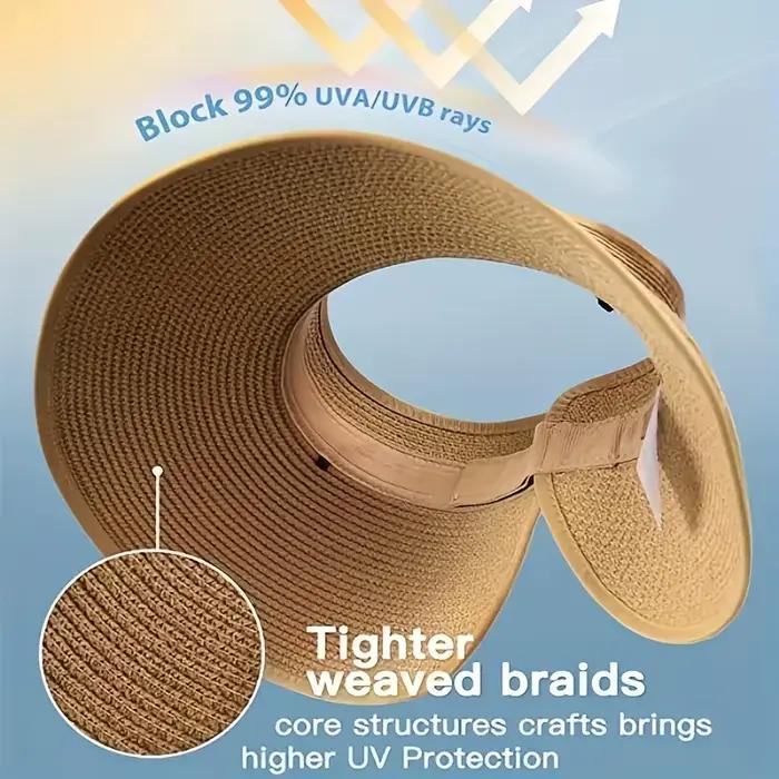 Chapeau à visière d'été pour femmes, casquette de soleil pliable, bord large, chapeau de paille de plage, chapeau sportif multicolore pour femmes occasions estivales