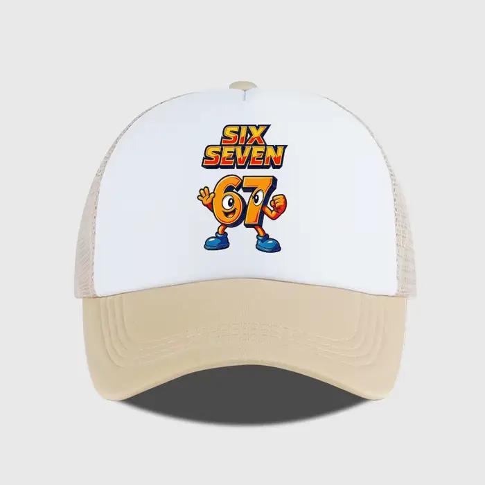 Casquette en maille éponge tendance motif dessin animé 67 Six Seven