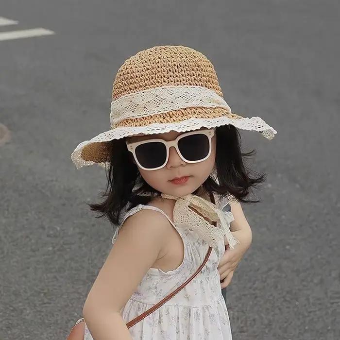 Chapeaux de paille en dentelle pour enfants