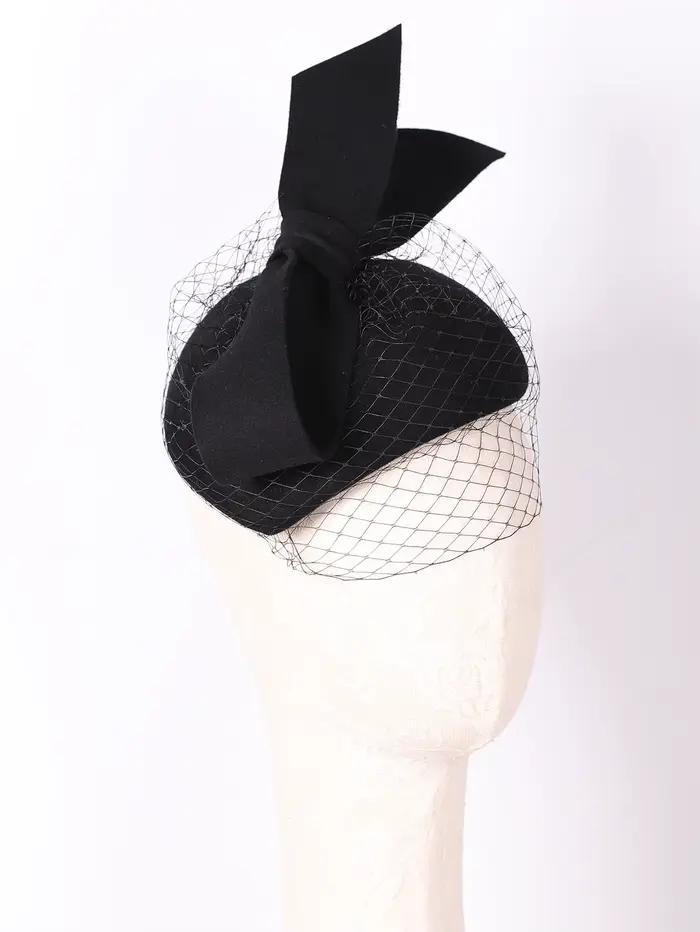 Béret blanc français FS élégant pour femmes multifonctionnel avec nœud papillon laine feutré pour occasions extérieures automne et hiver
