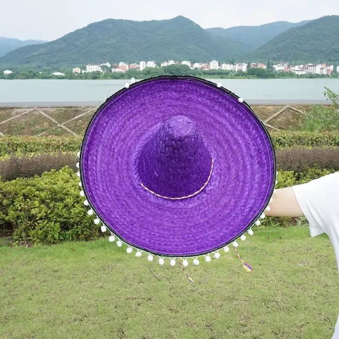Chapeaux de paille colorés à large bord pour femmes