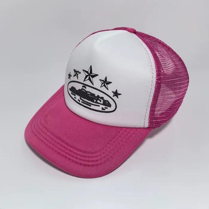Casquette de baseball en maille bicolore brodée style course automobile étoilée