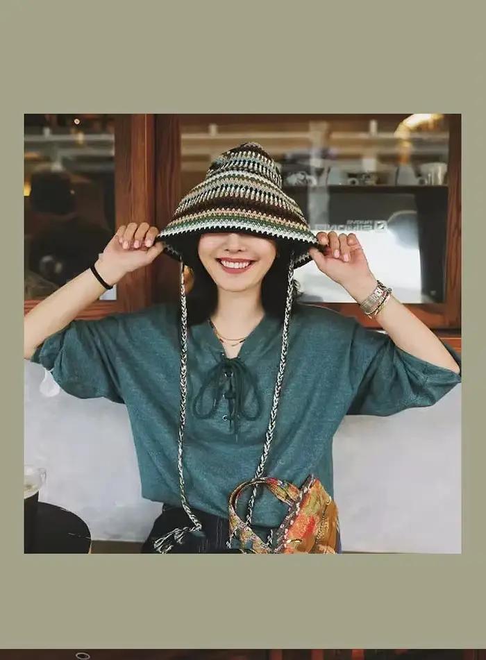 Chapeau de soleil tricoté à la main pour femmes