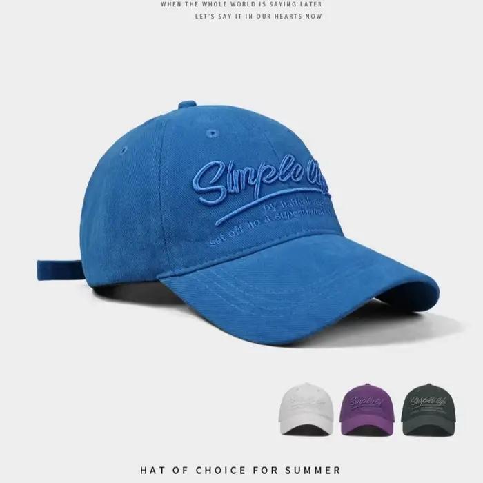 Casquette de Baseball Bleue Brodée Lettres Rétro Américaines Pour Femmes Hommes Protection Solaire Mode Décontractée Occasions Spéciales