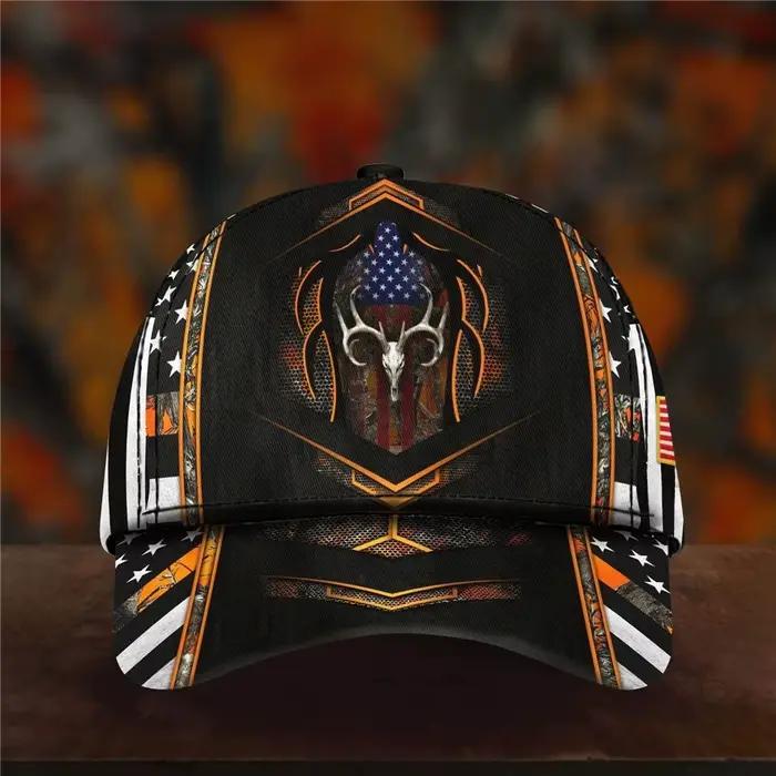 Chapeau drapeau américain casquette de Baseball rétro patriotique imprimé crâne de cerf réglable unisexe camouflage