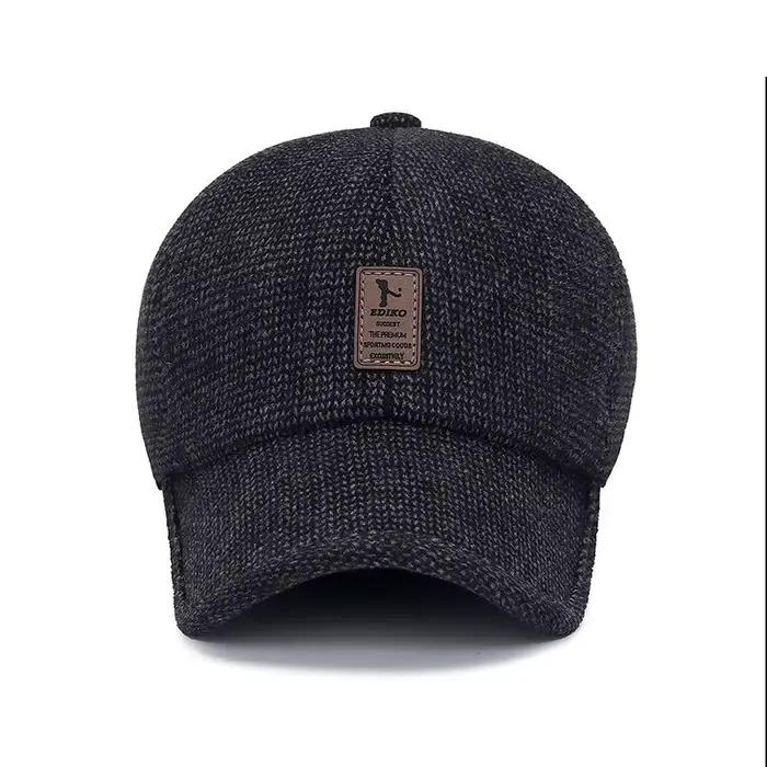 Casquette de baseball pour hommes en velours côtelé, style sport, visière ajustable, doublure chaude, taille unique, adapté aux activités extérieures en hiver
