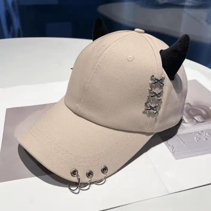 Casquettes de Baseball réglables décontractées corne de vache casquette de canard de rue en plein air anneaux en métal chapeau de protection solaire unisexe