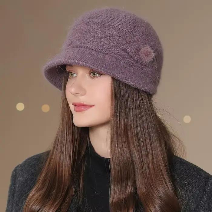 Casquette UP POSITIVE Femme Doublée Fourrure Tricotée Florale Occasions Décontractées Hiver