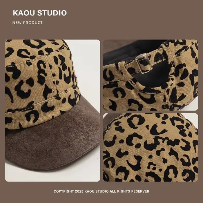 Maillard Style rétro imprimé léopard casquettes de Baseball femmes montrer visage petit printemps automne rue tendance polyvalent Hip Hop plat chapeau haut-de-forme