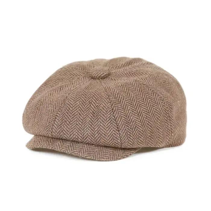 Casquette de journal vintage en tweed pour enfants – Béret plat en laine pour garçons et filles