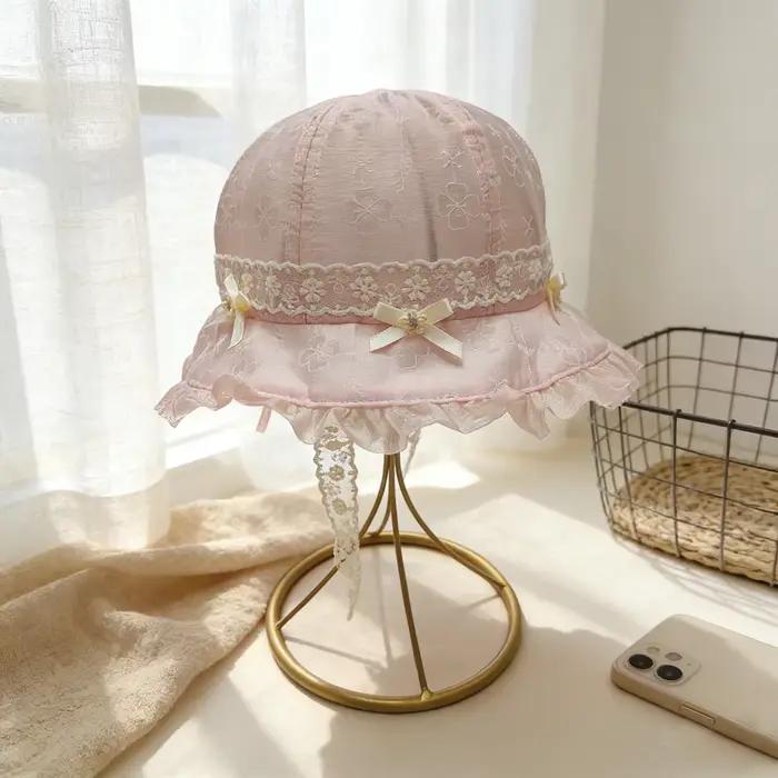 Chapeau de marin à volants en dentelle florale de style princesse française pour filles
