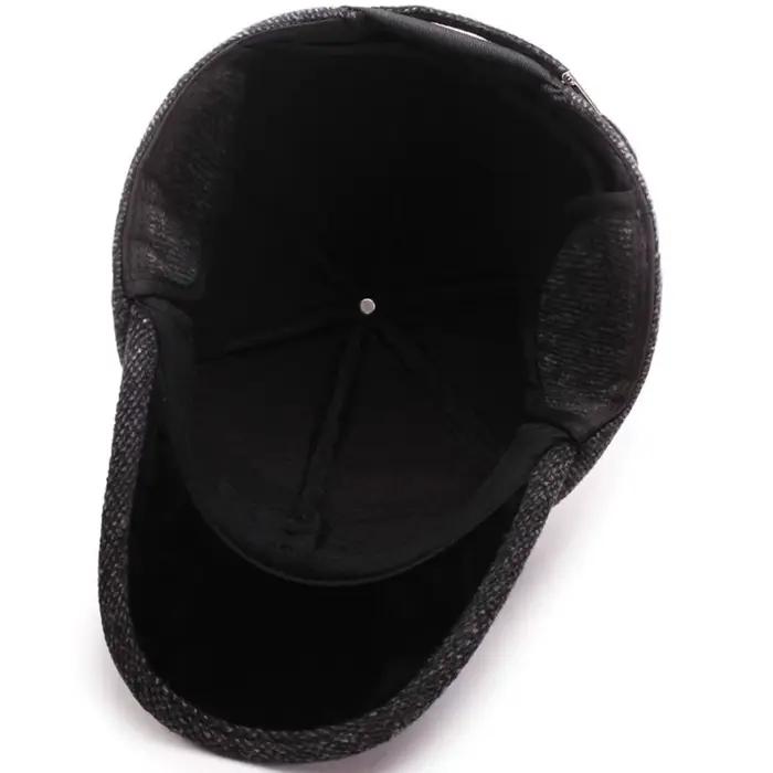 Casquette de baseball en laine pour hommes avec oreillettes