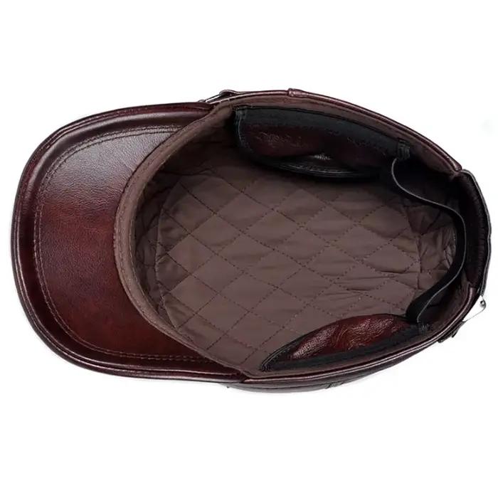 Casquette d'hiver en cuir véritable pour hommes