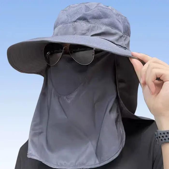 Chapeau de soleil pour homme avec masque intégré pour le cou et le visage