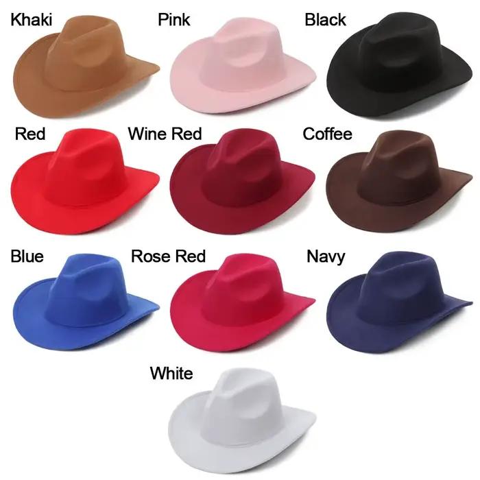 Nouveau Chapeau de Cowboy à large bord couleur unie feutre Panama casquette rétro britannique femmes hommes