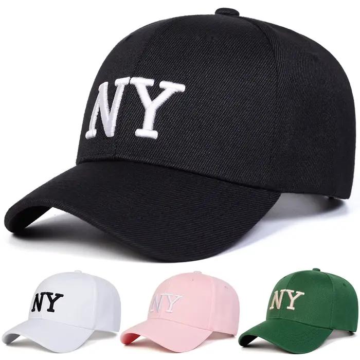Casquette de baseball unisexe avec broderie NY en polyester pour hommes et femmes, décontractée, ajustable, solaire et sportive pour printemps et automne