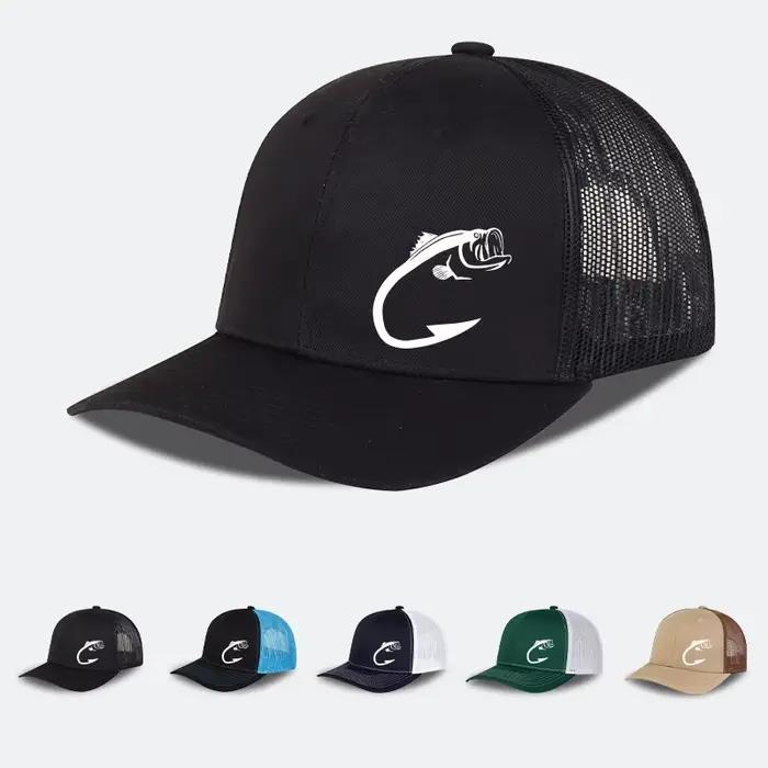Casquette de camionneur unisexe réglable en maille avec imprimé hameçon de pêche