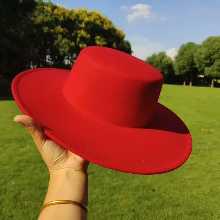 9 couleurs à large bord doux fedora Canotier Chapeau Flat Top