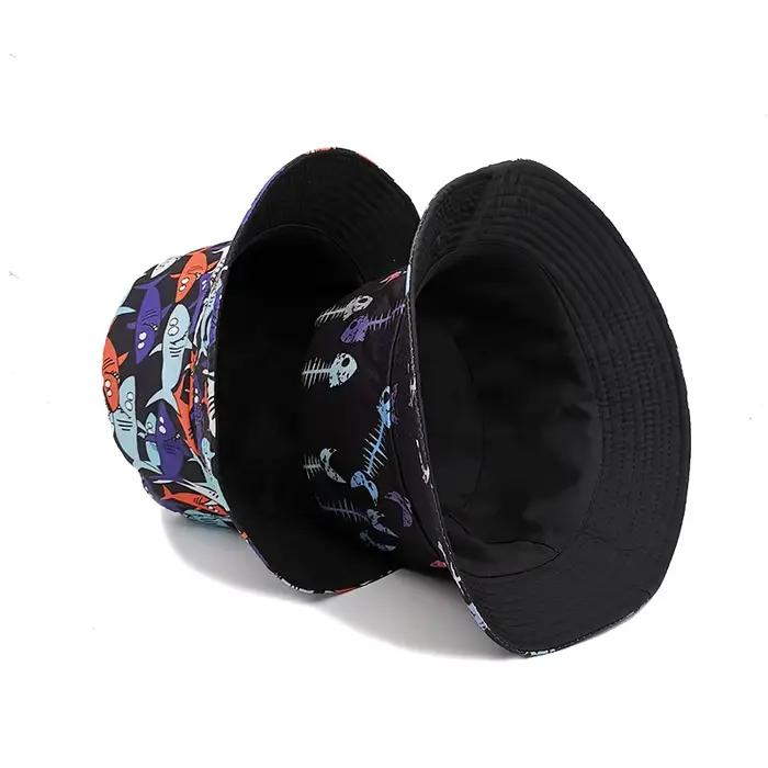 Chapeau Bob Réversible Hiphop Amusant à Motif Poisson