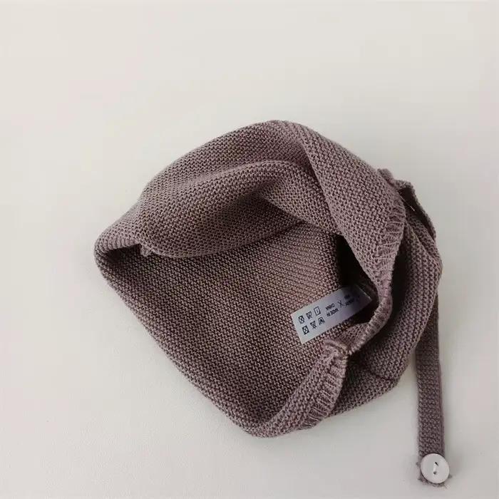 Corée nouveau-né bébé tricot chapeau couleur unie réglable enfants Bonnet doux