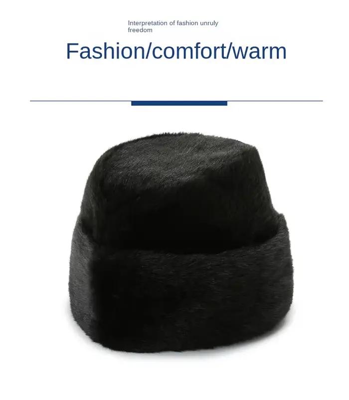 Czapka zimowa casquette d'hiver russe épaissie vieux chapeau pour hommes Imitation vison cheveux papa