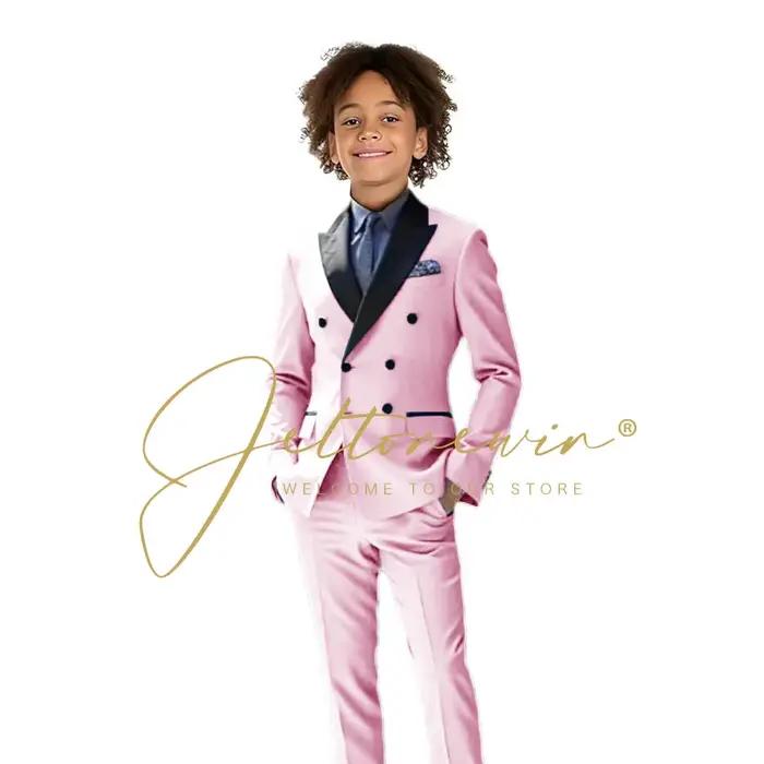Costume bleu ciel pour garçons veste et pantalon de smoking blazer à revers double boutonnage tenue formelle pour enfants de 2 à 16 ans occasions spéciales mariage baptême cérémonie scolaire