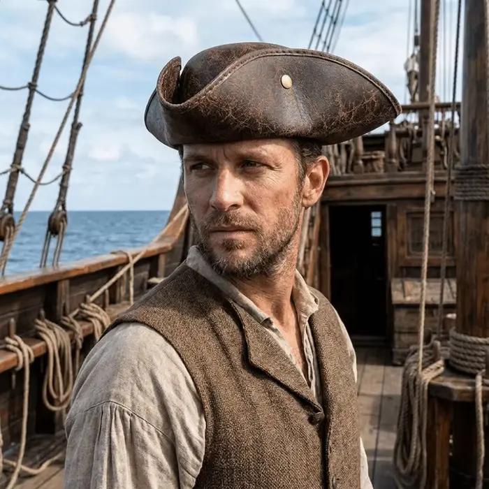 Chapeau de pirate en similicuir pour cosplay