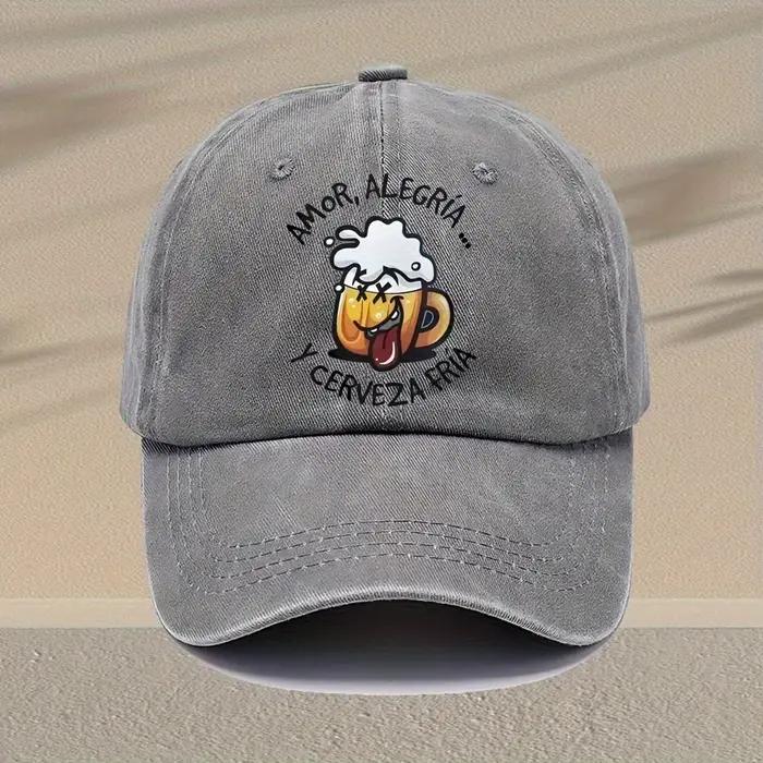 Casquette de baseball rétro avec motif en verre de bière